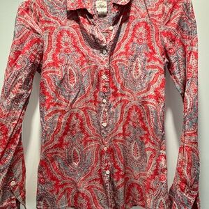 J. Crew Red Paisley Button-Down Shirt